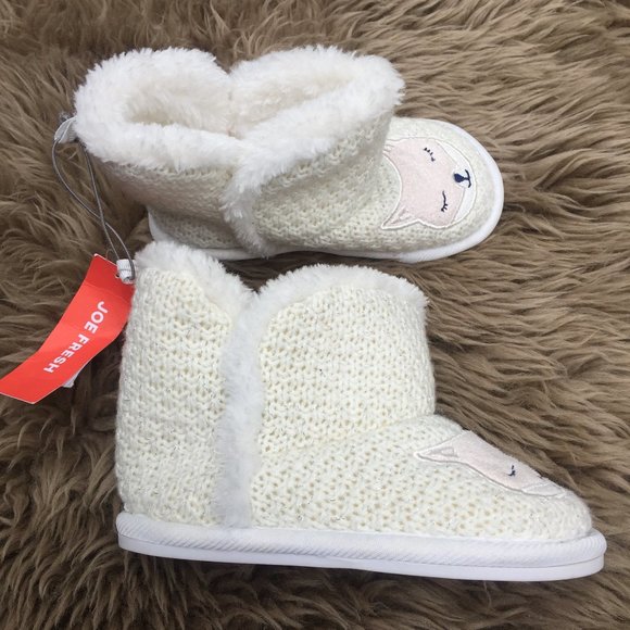 NWT Joe Fresh white fox winter slippers - size 9/10 - Picture 5 of 6
